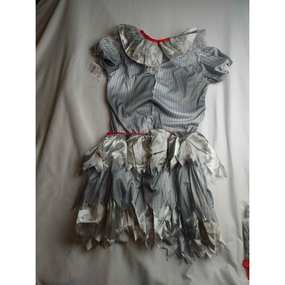 Fun World Carnevil Clown Costume Set 4 Piece Grey Red Small 4-6